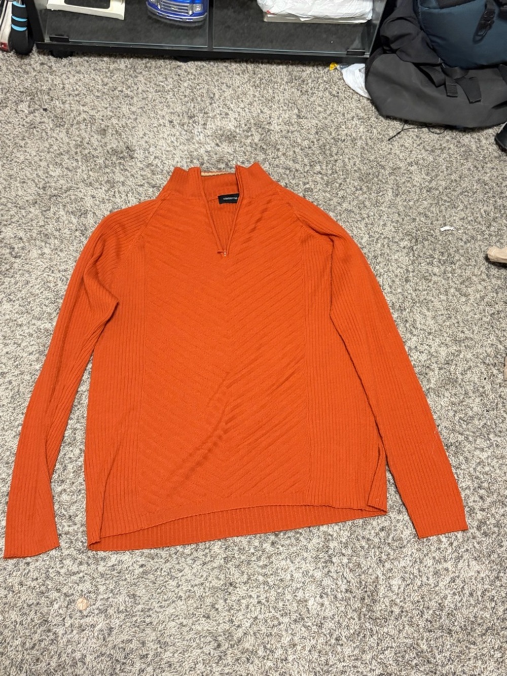 Claiborne Orange Quarter-Zip Ribbed Knit Pullover